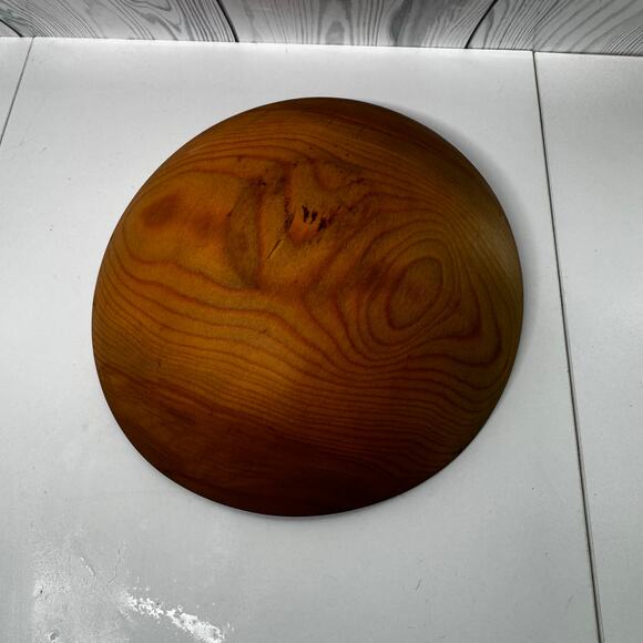 Vintage Bowl Wooden Handmade Thick Primitive Boho Cottage Heavy 10” - Picture 2 of 4